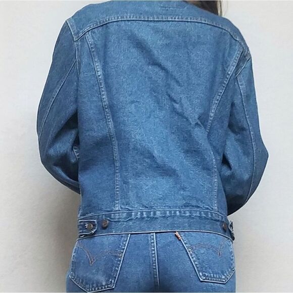 VINTAGE Levi's 506 Mid Wash Denim Trucker Jacket L - Picture 3 of 15